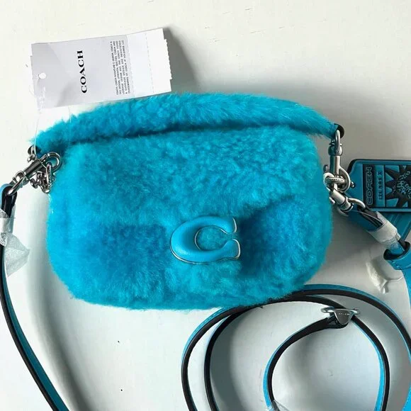 COACH x Lil Nas X Tabby 12 Shearling 2 Way Bag Montero Blue CP940 - Picture 9 of 14
